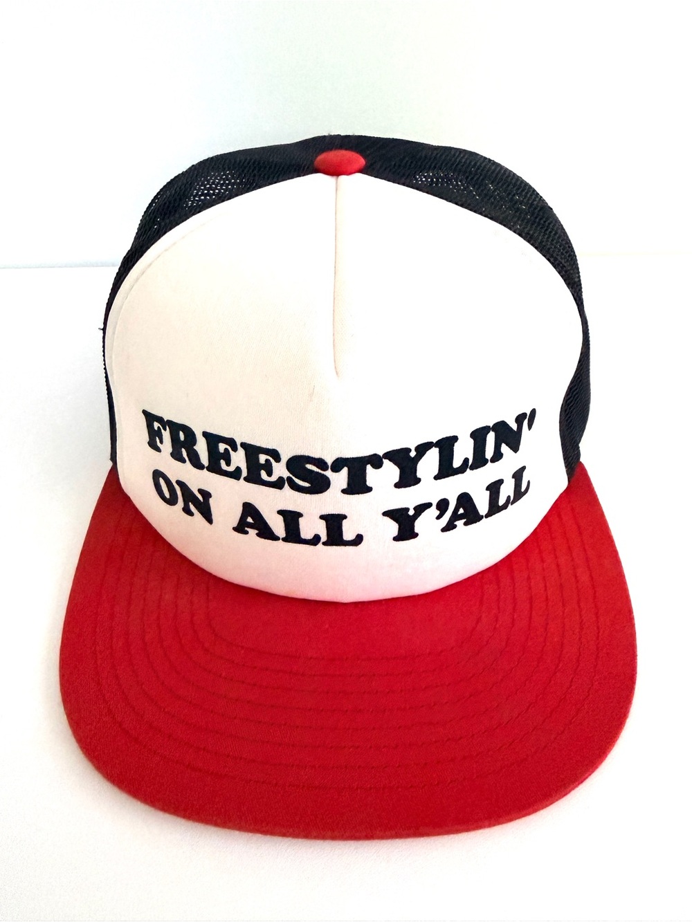 Freestylin On All Yall Trucker Hat Red White Black Snapback BMX Dance Streetwear